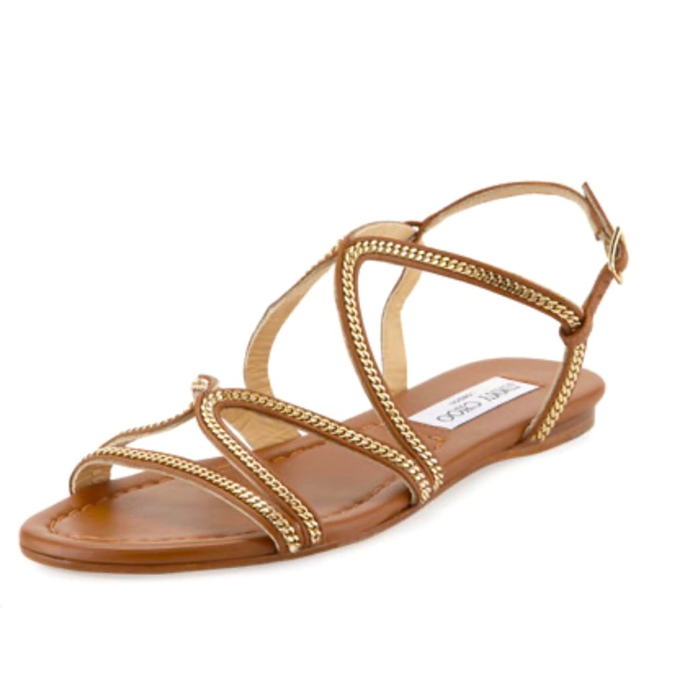Jimmy Choo Nickel Chain Strappy Flat Sandals